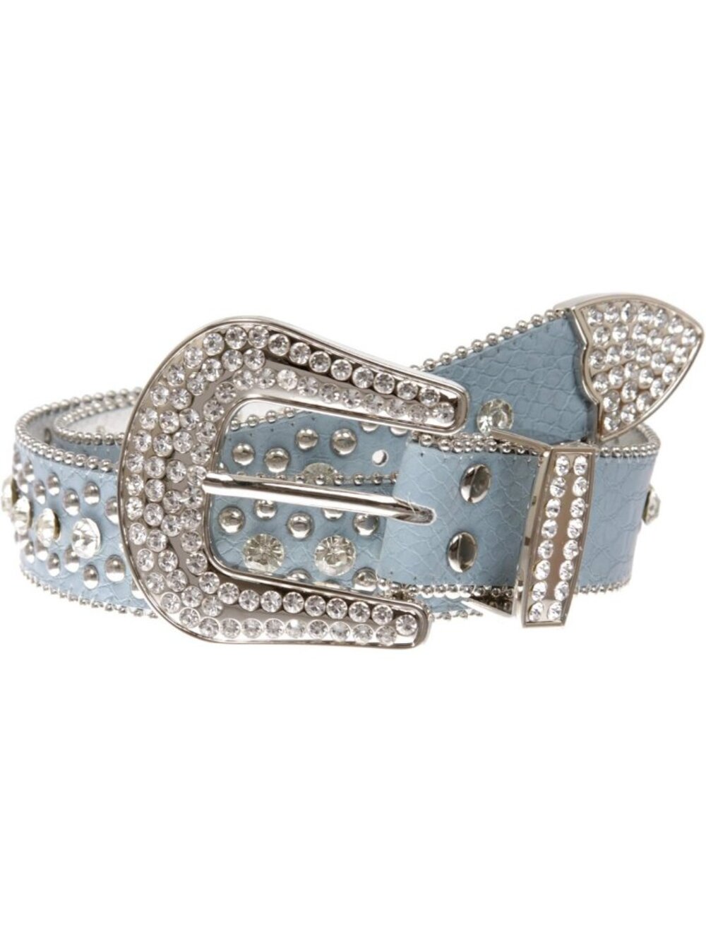 Stylish Western Cowgirl Alligator Leather Belt with Rhinestone Studs - Unique